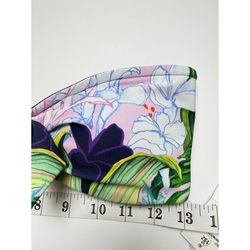 Rip Curl Garden Bandeau Bikini Top Tropical Knot Front Navy Pink Medium New - Picture 5 of 7
